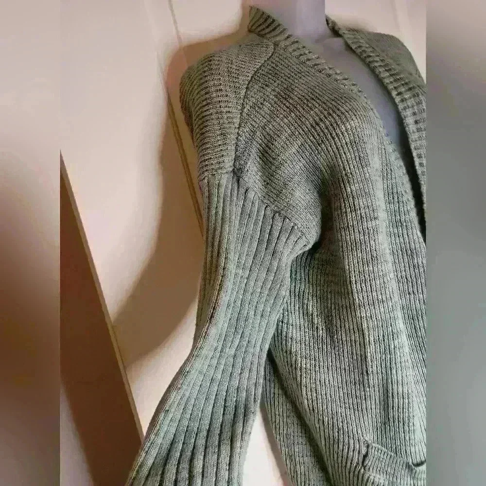 KNOX ROSE Coatigan Fall Green oversized cozy knit‎ multi color cardigan (#576)